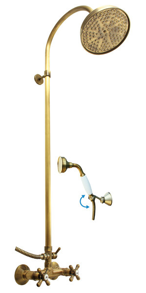 Shower mixer with shower column MORAVA RETRO bronze
