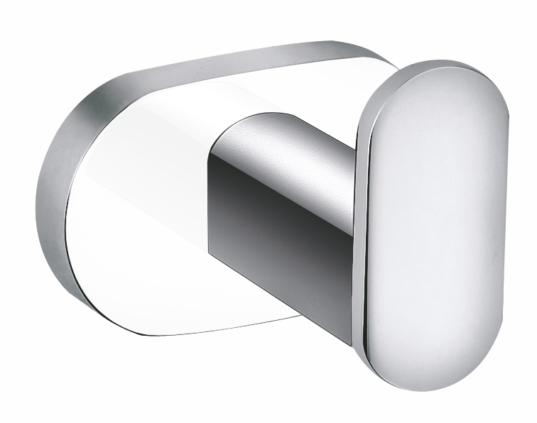 Single robe hook chrome/white Bathroom accessory YUKON