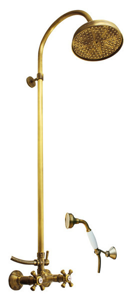 Shower mixer with shower column MORAVA RETRO bronze