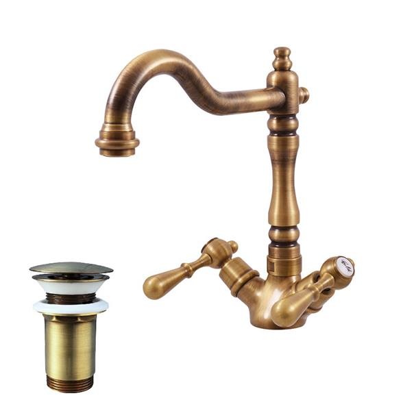 Basin lever mixer MORAVA RETRO bronze