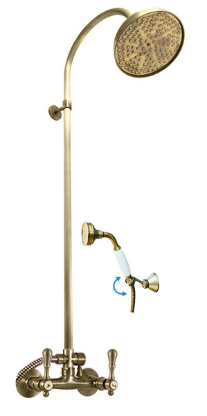 Shower mixer with shower column MORAVA RETRO bronze