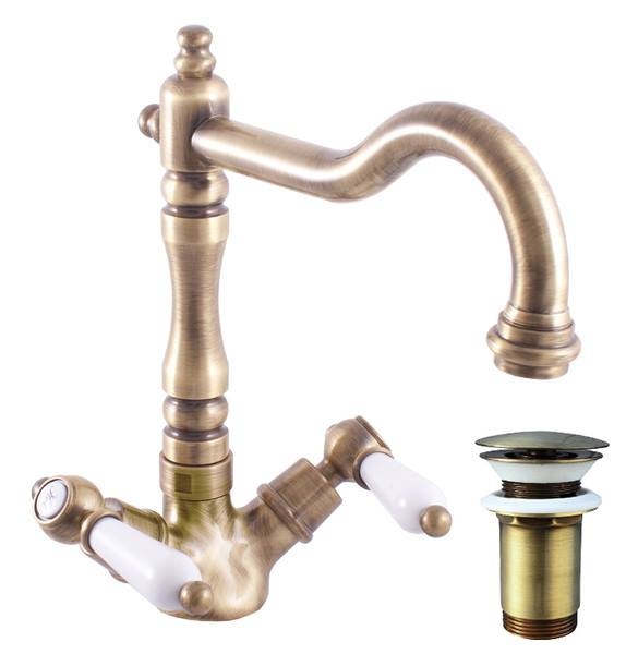 Basin lever mixer MORAVA RETRO bronze