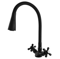 Kitchen faucet with flexible spout and shower MORAVA RETRO, BLACK MATT