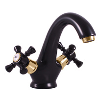 Basin mixer tap MORAVA RETRO BLACK MATT/GOLD