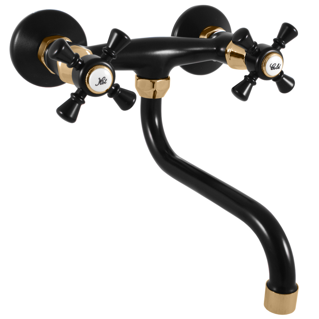 Basin/sink mixer tap  MORAVA RETRO BLACK MATT/GOLD