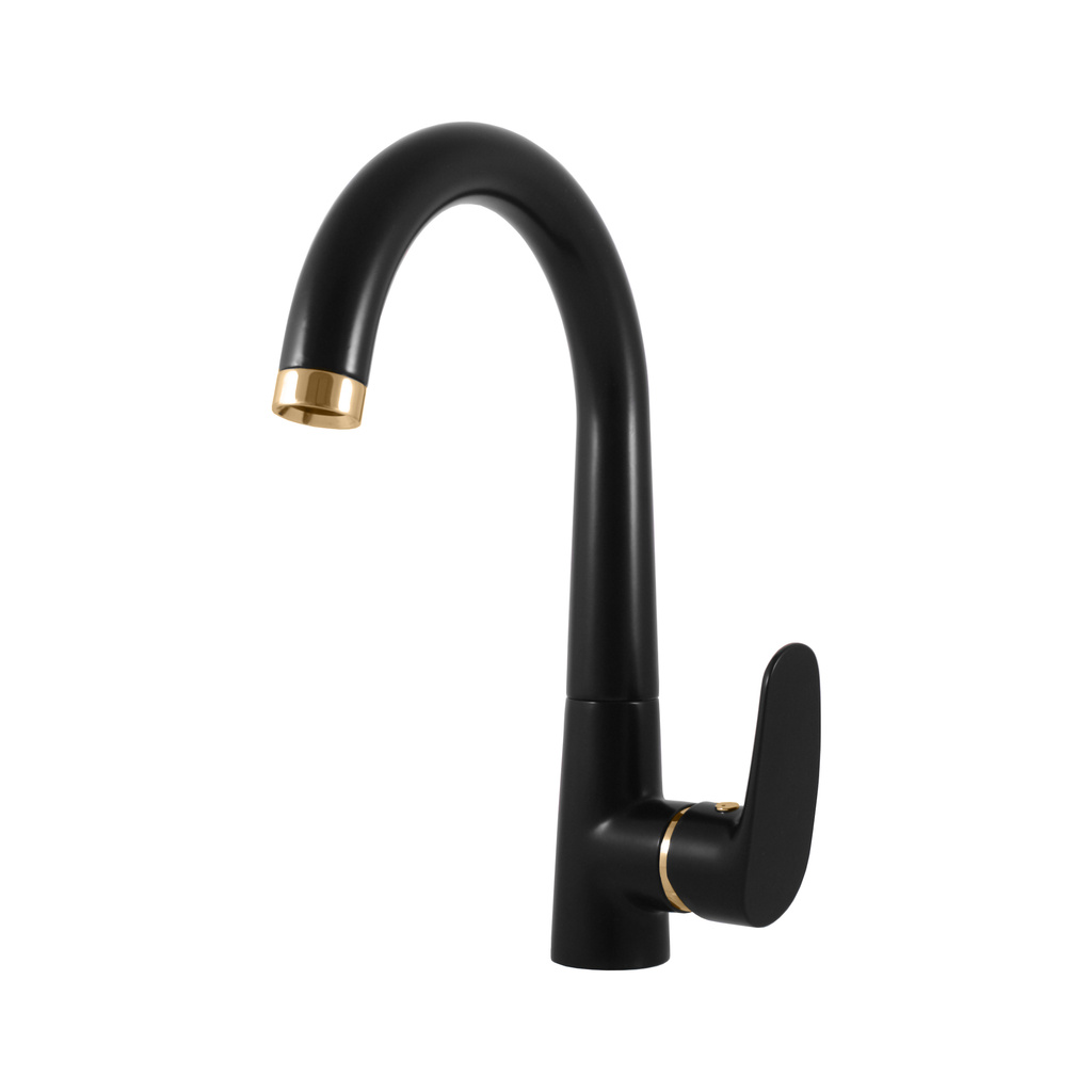 Sink lever mixer BLACK MATT/GOLD  AMUR