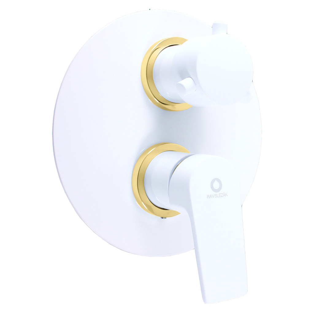 Shower faucet with ceramic switch COLORADO GLOSSY WHITE/GOLD