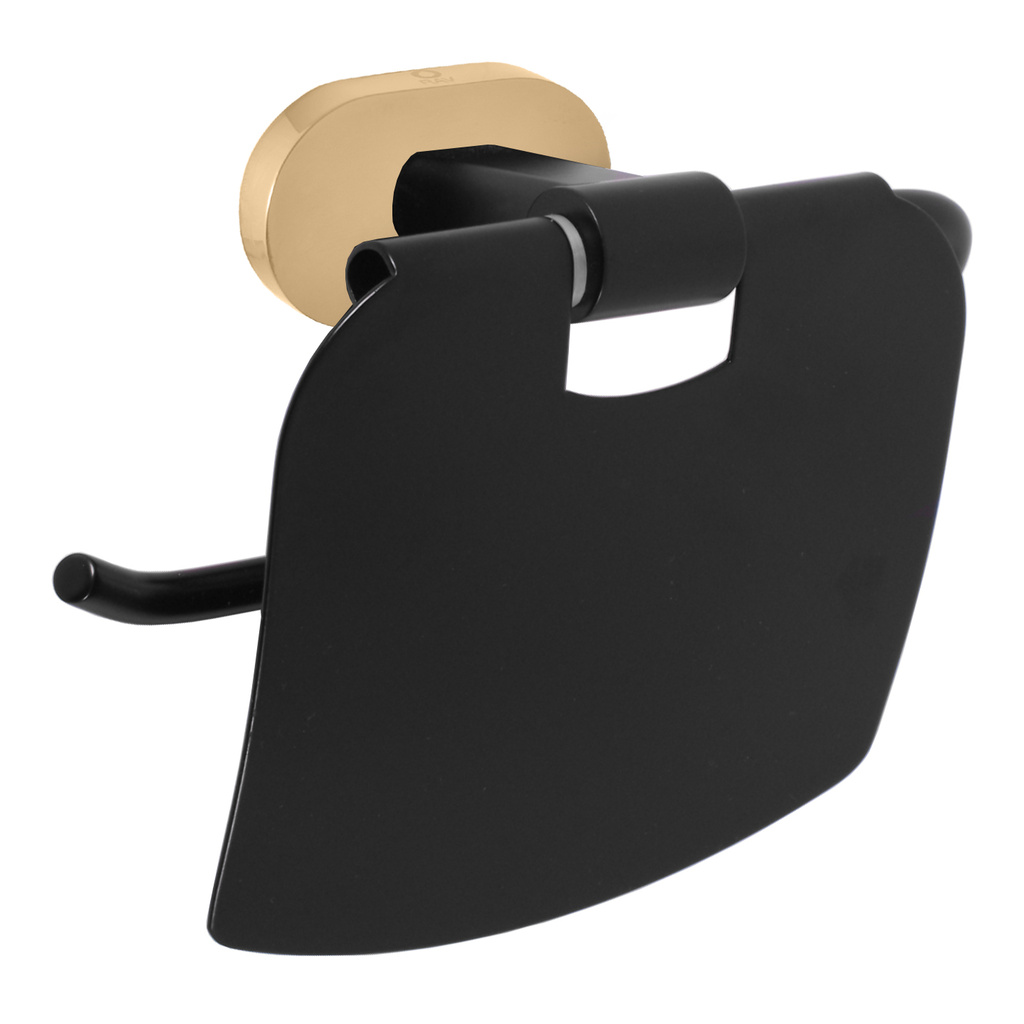 Paper holder with cover black matt/gold Bathroom accessory YUKON