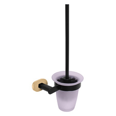 Toilet brush and holder black matt/gold 