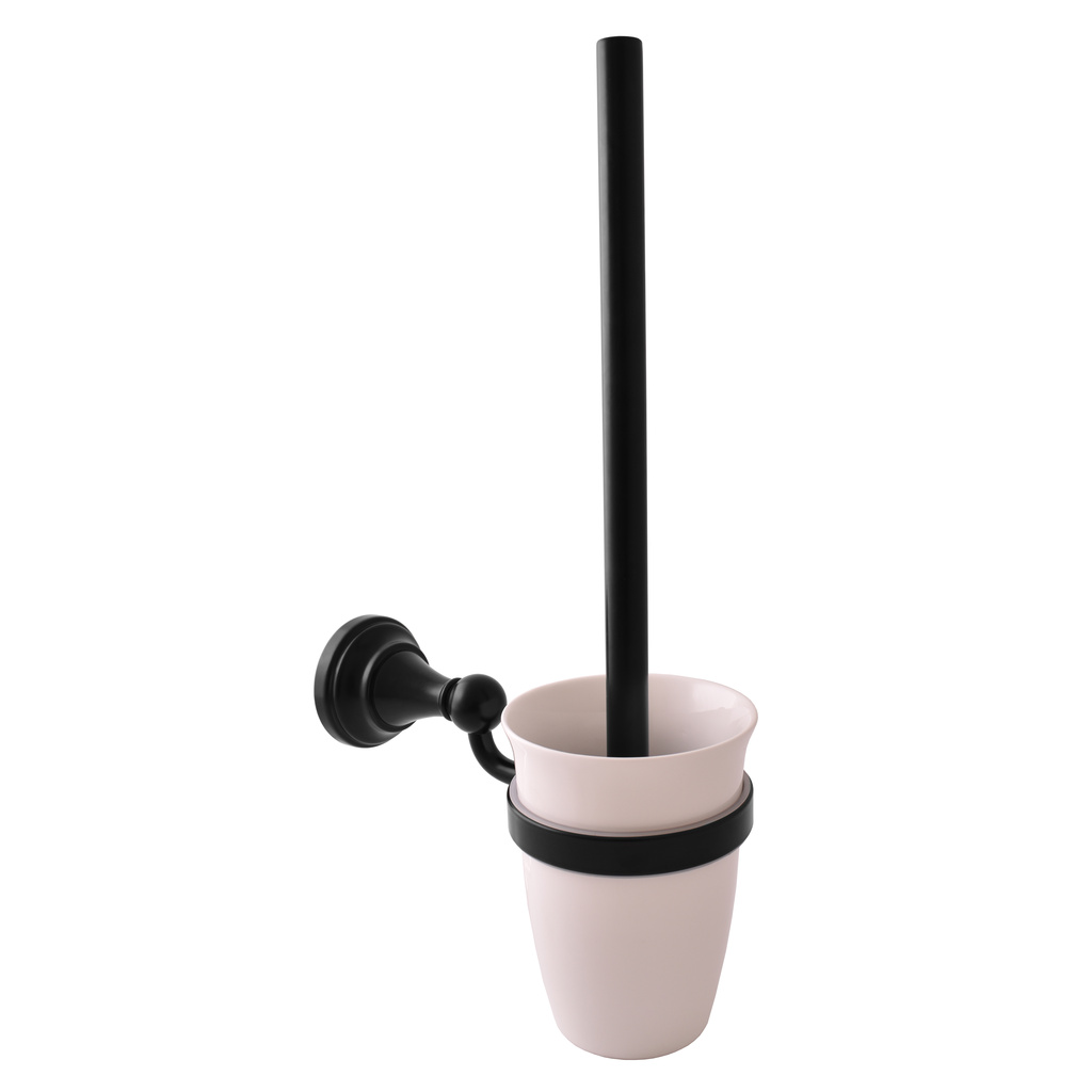 Toilet brush and holder ceramic, black matt Bathroom accessory MORAVA RETRO