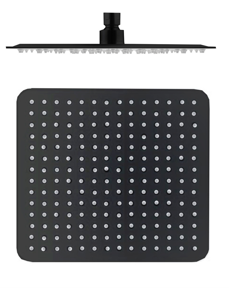 Head shower, square, BLACK MATT