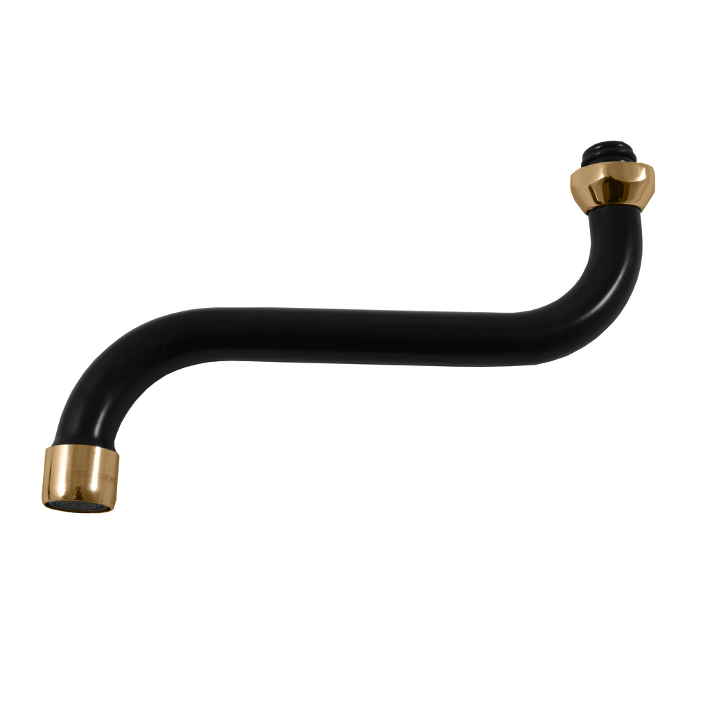 Round spout black matt/gold 18 mm