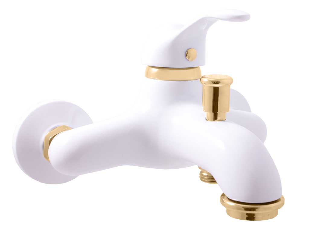 Bath lever mixer LABE GLOSSY WHITE/GOLD