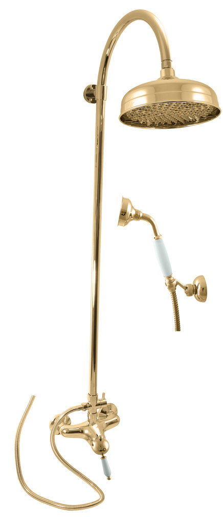 Bath lever mixer with head shower and hand shower LABE GOLD