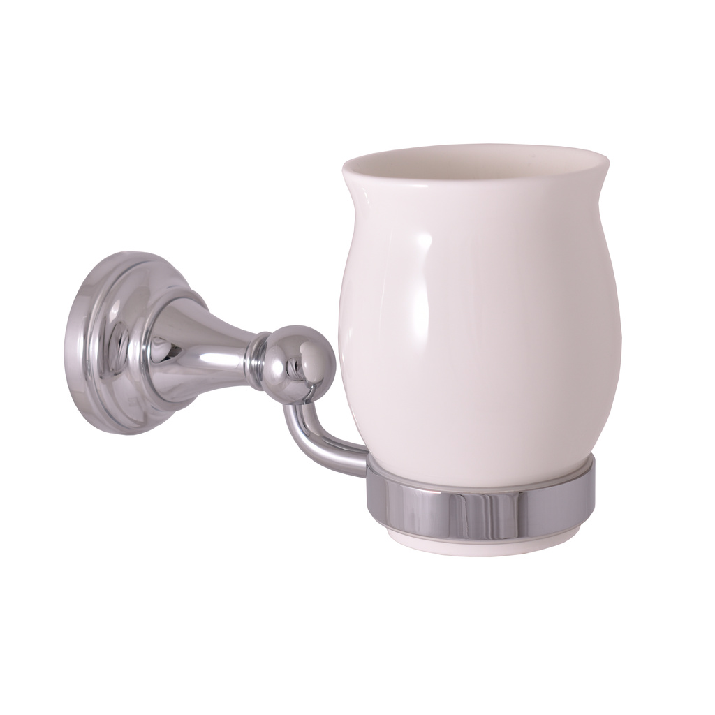 Toothbrush holder ceramic, chrome Bathroom accessory MORAVA RETRO