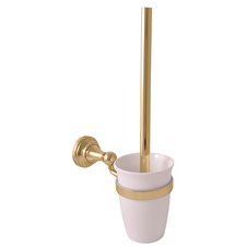 Toilet brush and holder ceramic, gold 