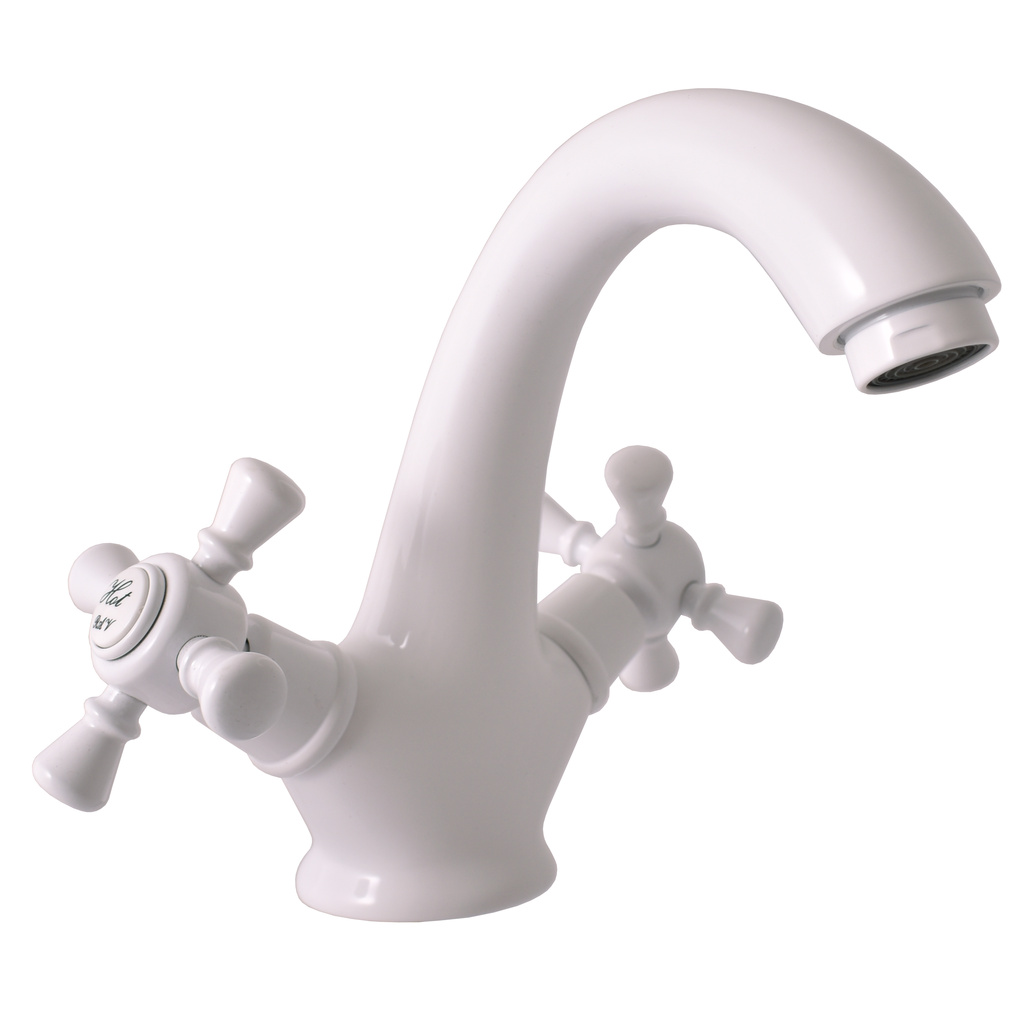 Basin mixer tap MORAVA RETRO GLOSSY WHITE