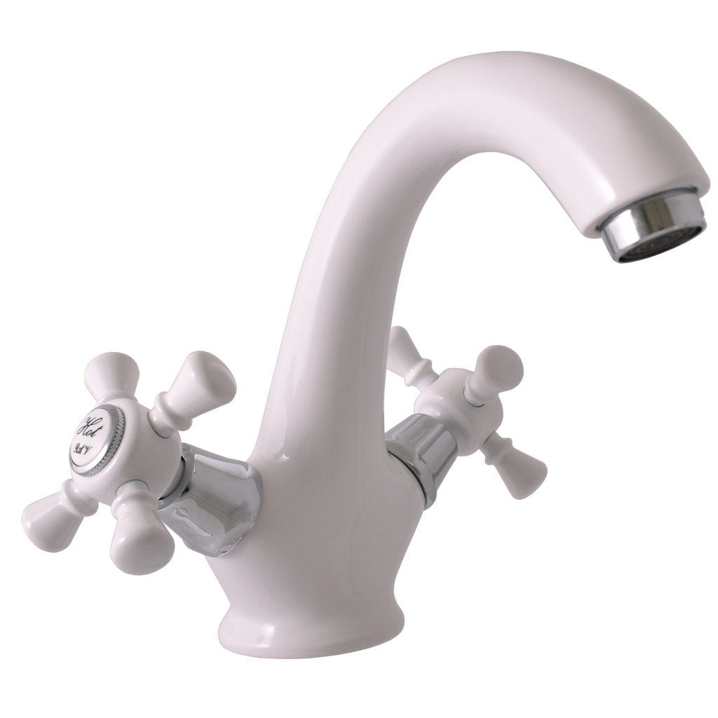 Basin mixer tap MORAVA RETRO GLOSSY WHITE/CHROME