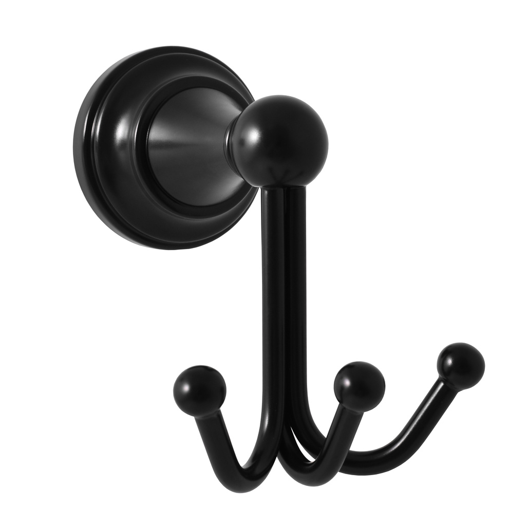 Triple robe hook black matt Bathroom accessory MORAVA RETRO