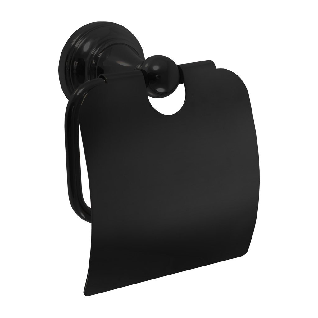 Paper holder with cover black matt Bathroom accessory MORAVA RETRO