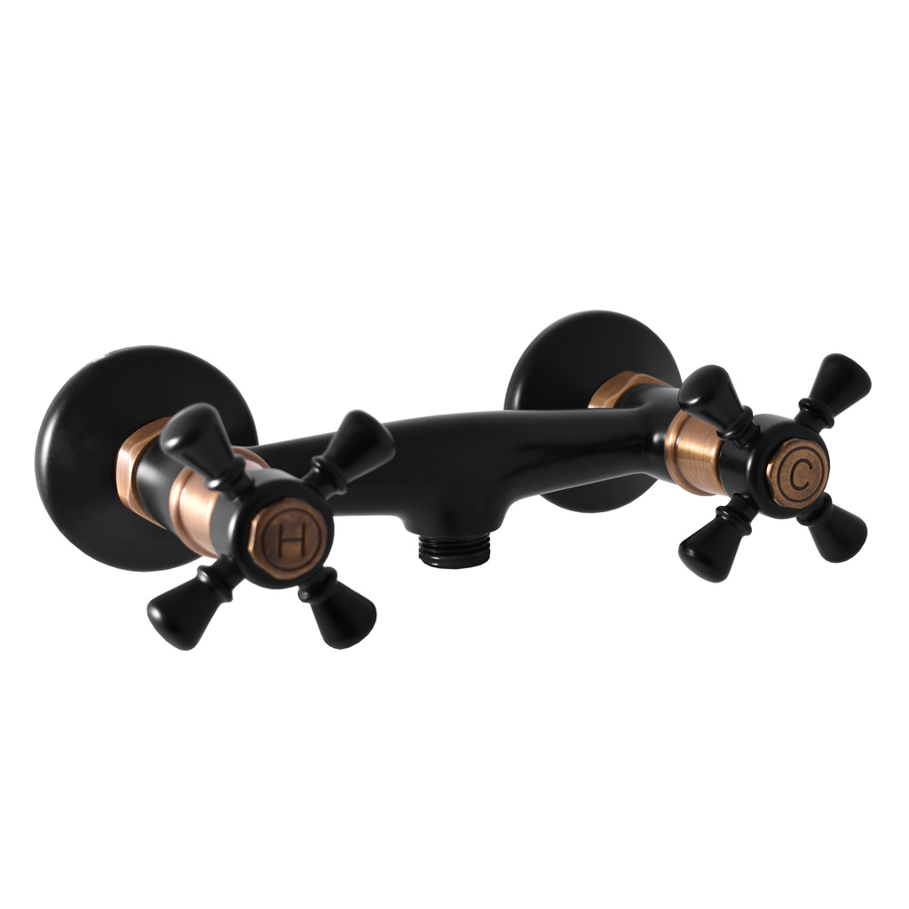 Shower mixer tap MORAVA RETRO BLACK MATT/BRONZE