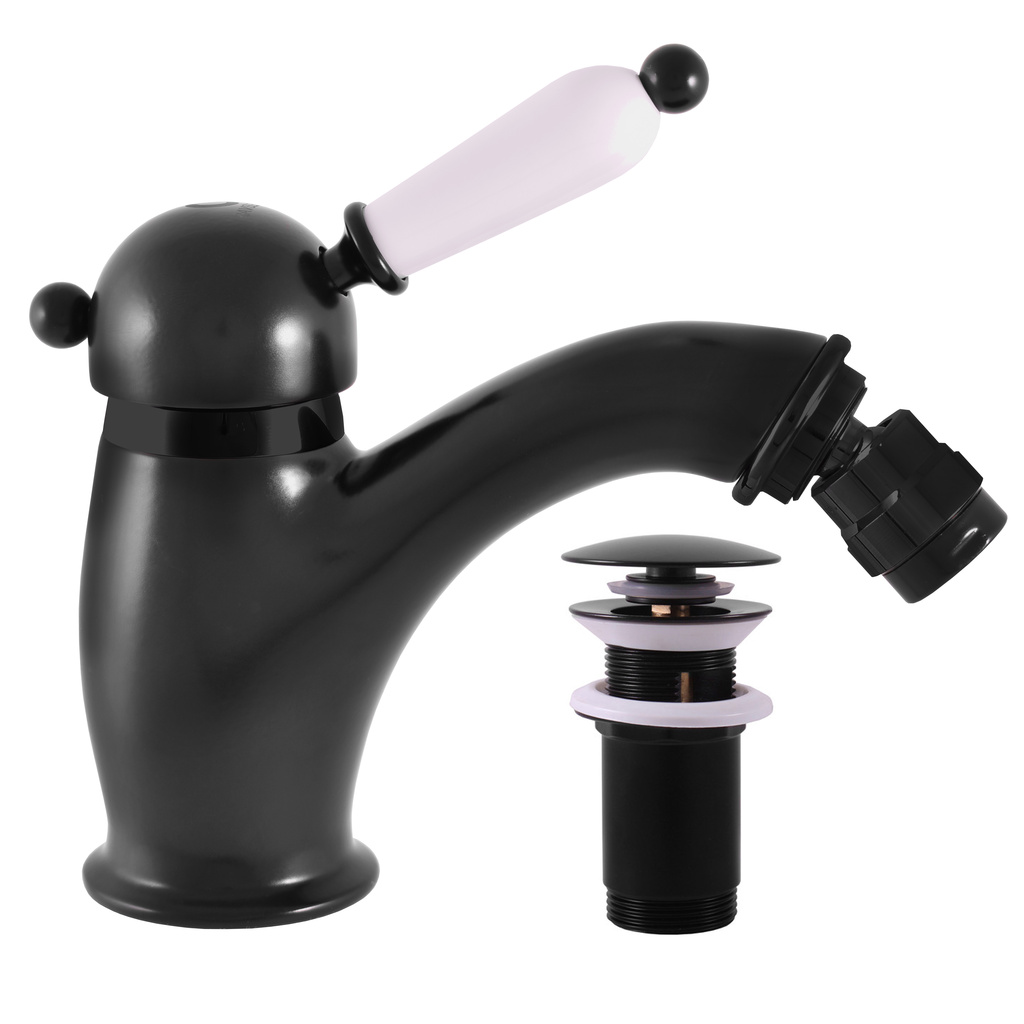 Bidet lever mixer with pop-up waste LABE BLACK MATT