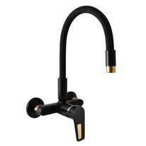 COLORADO Sink lever mixer with flexible spout BLACK MATT/GOLD