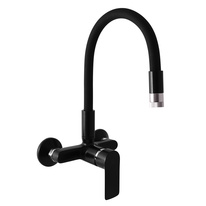 COLORADO Sink lever mixer with flexible spout with shower BLACK MATT/CHROME