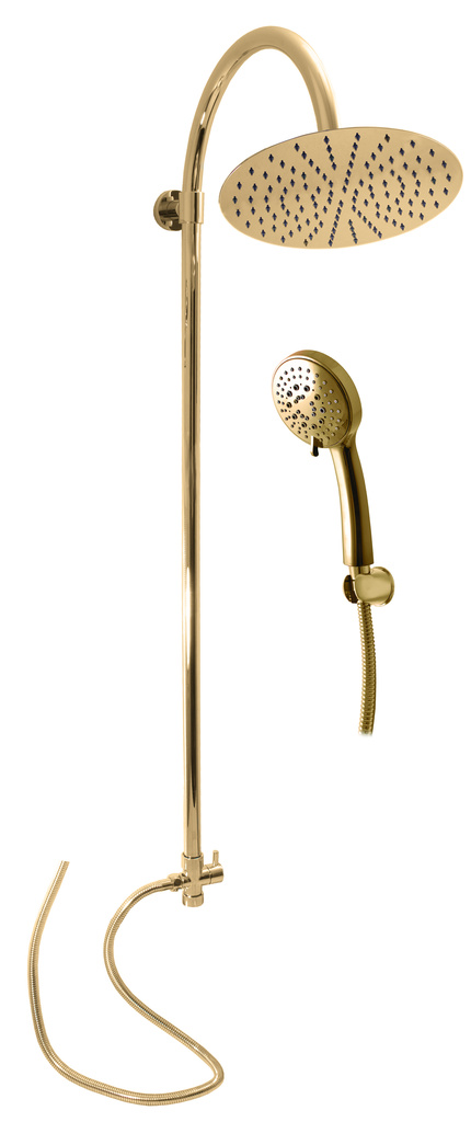 Shower set with overhead and hand shower - gold