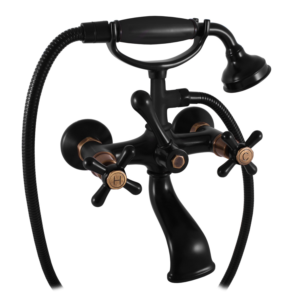 Bath mixer wall-mounted MORAVA RETRO BLACK MATT/BRONZ