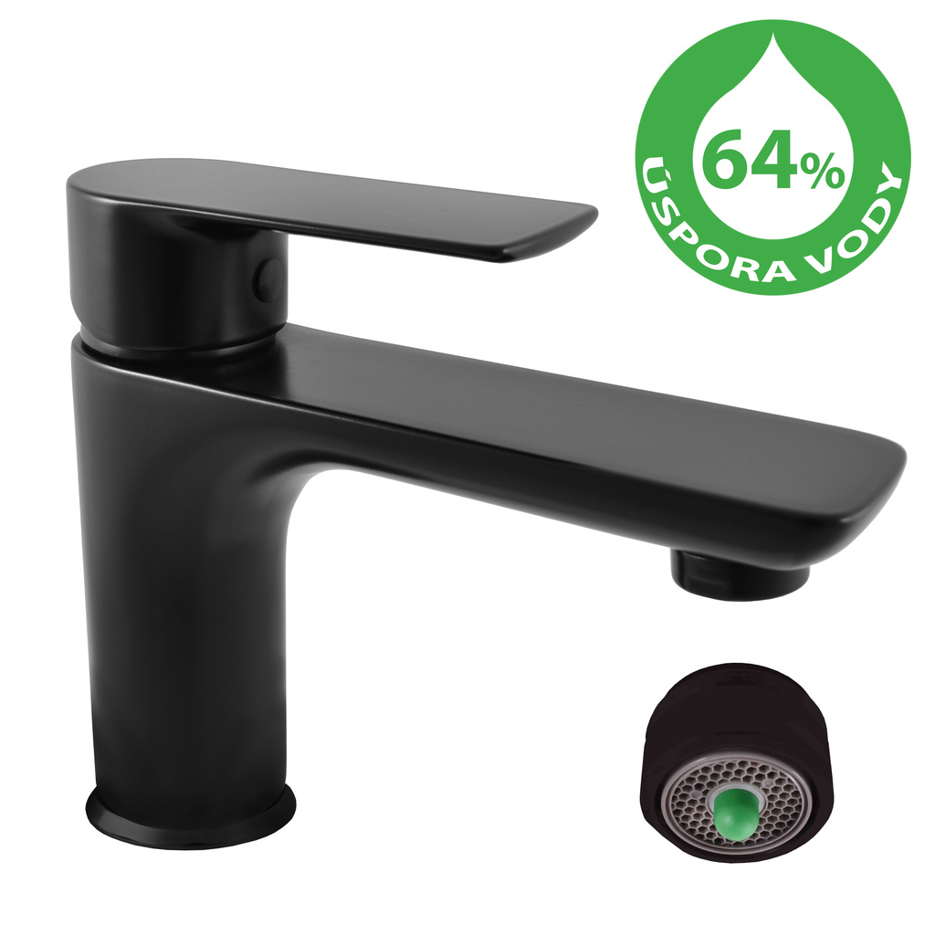 Water-saving basin lever mixer  VLTAVA ECO BLACK MATT