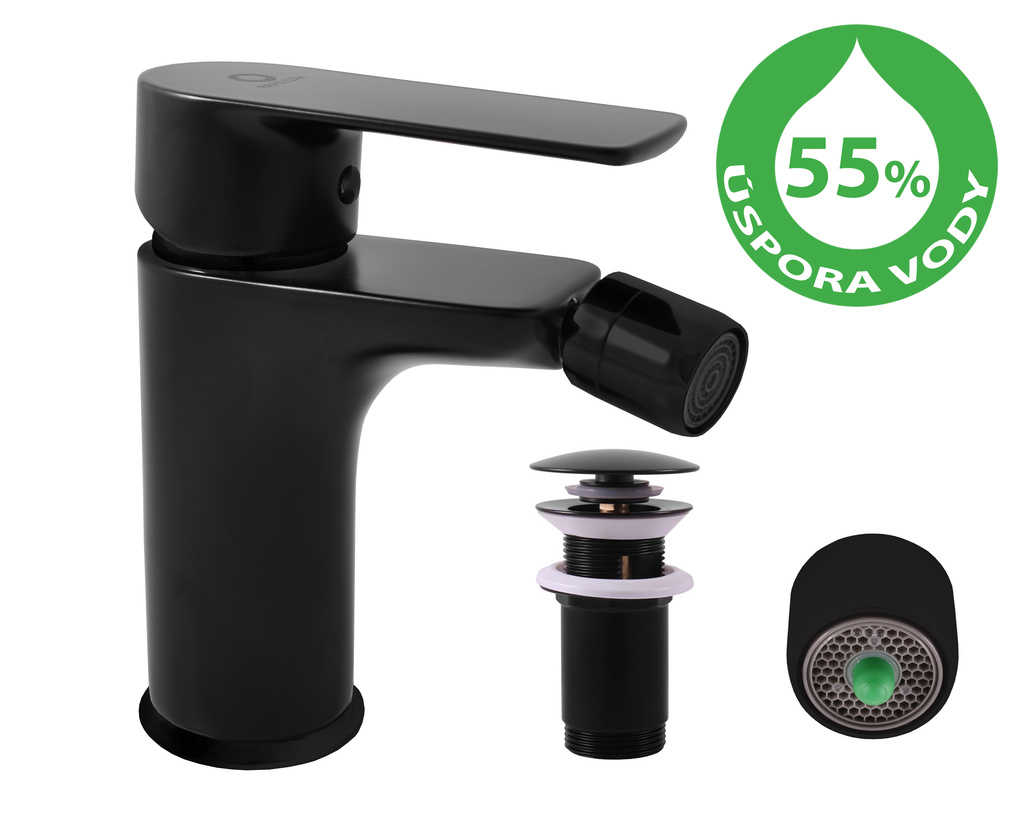 Water-saving bidet lever mixer VLTAVA ECO BLACK MATT