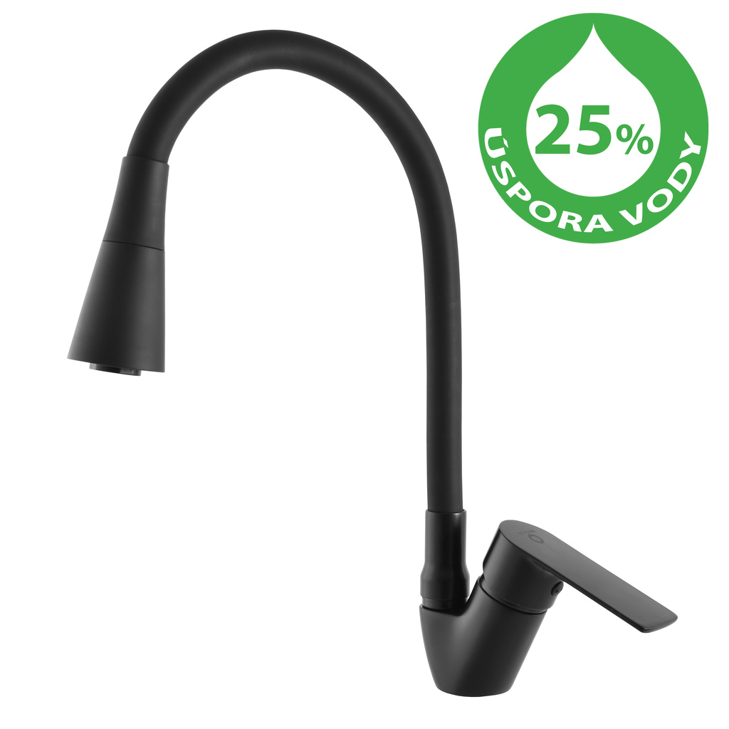 Water-saving sink lever mixer VLTAVA ECO BLACK MATT