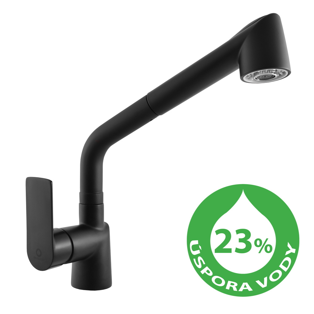 Water-saving sink lever mixer VLTAVA ECO BLACK MATT