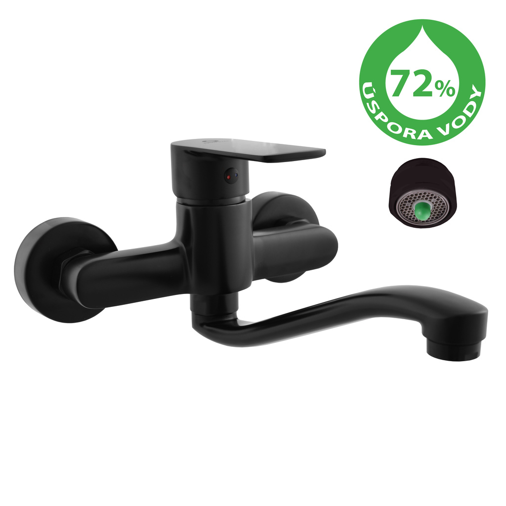 Water-saving sink/basin lever mixer VLTAVA ECO BLACK MATT