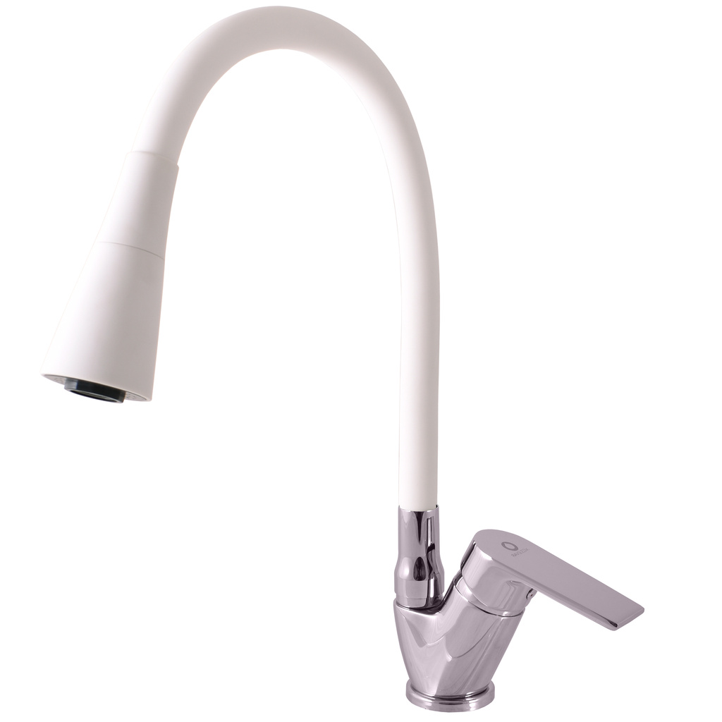 Sink lever mixer with flexible spout