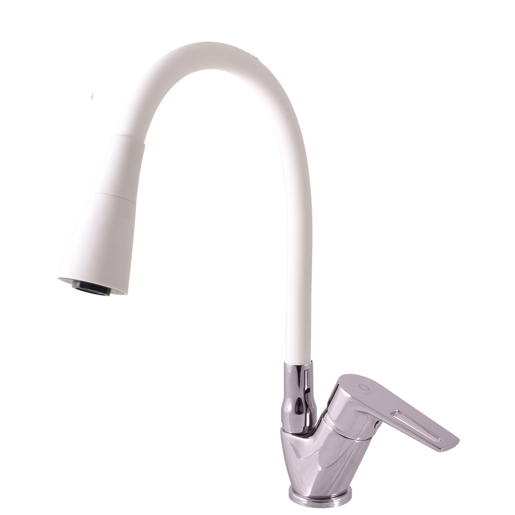 Sink lever mixer with flexible spout COLORADO CHROME/WHITE