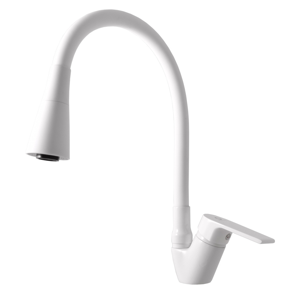 Sink lever mixer with flexible spout