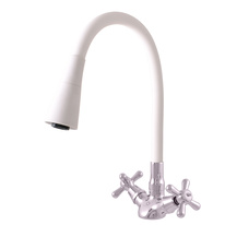 Kitchen faucet with flexible spout and shower