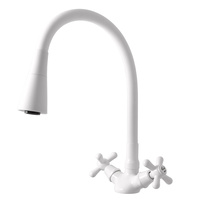 Kitchen mixer with flexible spout and shower  MORAVA RETRO WHITE