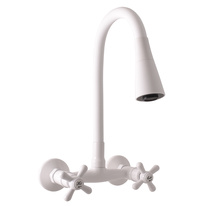 Kitchen mixer with flexible spout and shower  MORAVA RETRO WHITE