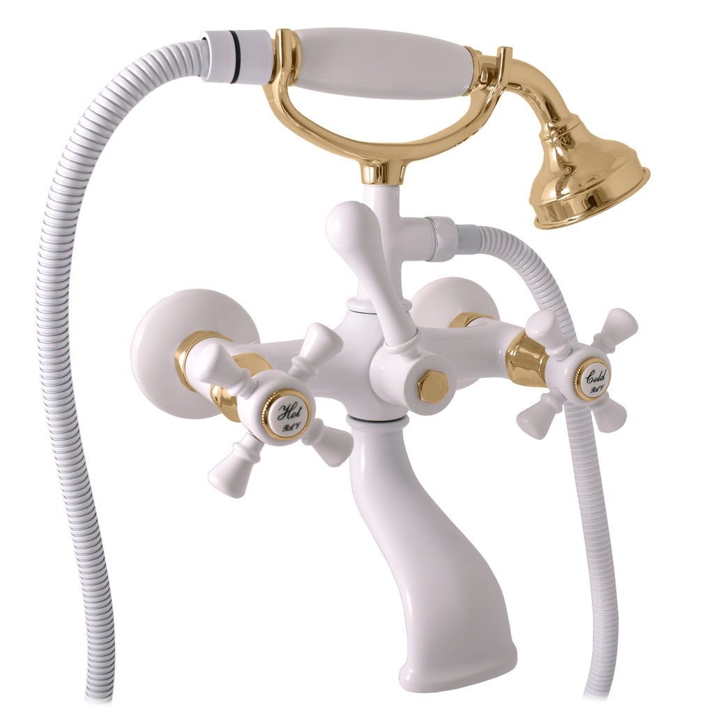 Bath water mixer MORAVA RETRO WHITE/GOLD