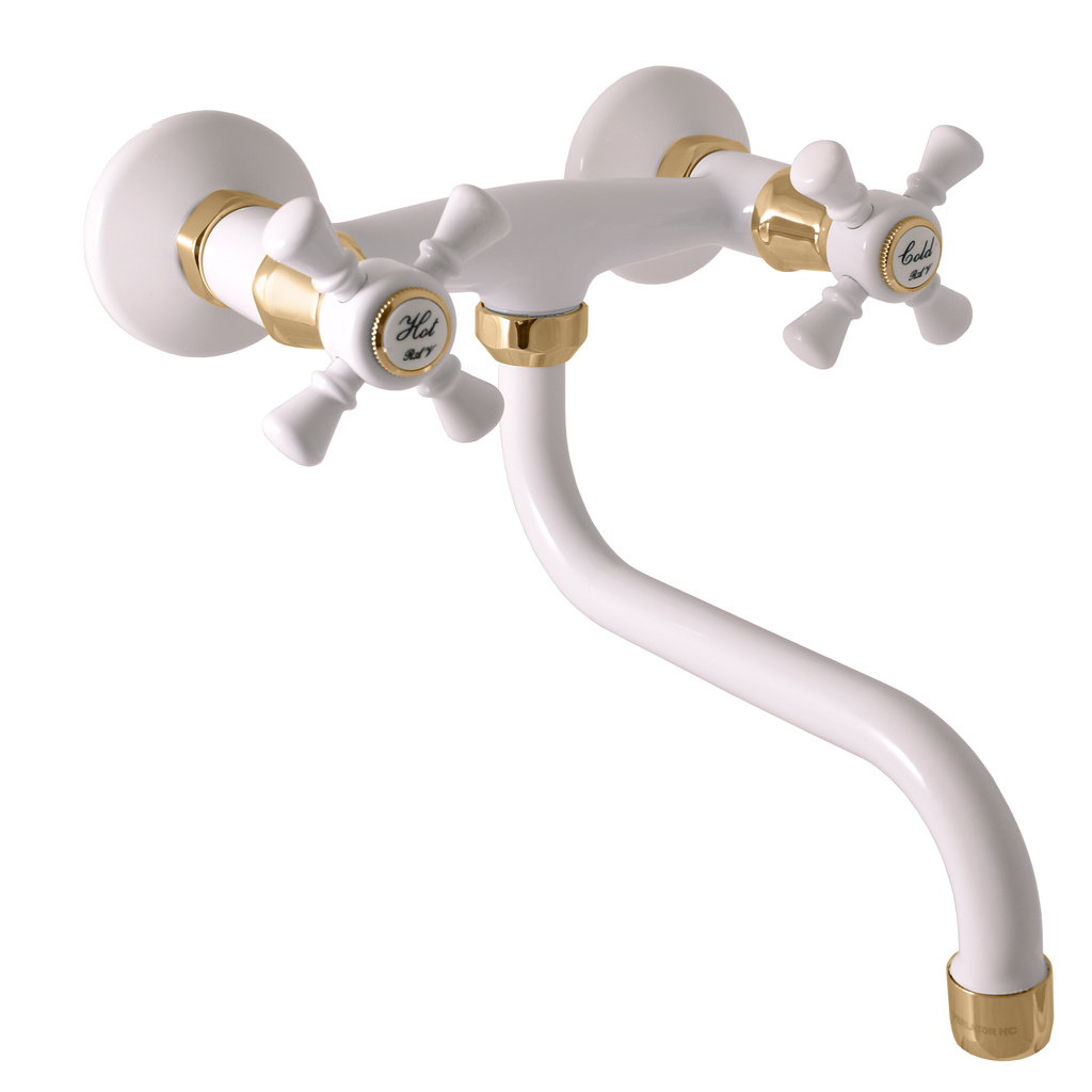 Basin/sink water mixer MORAVA RETRO WHITE/GOLD