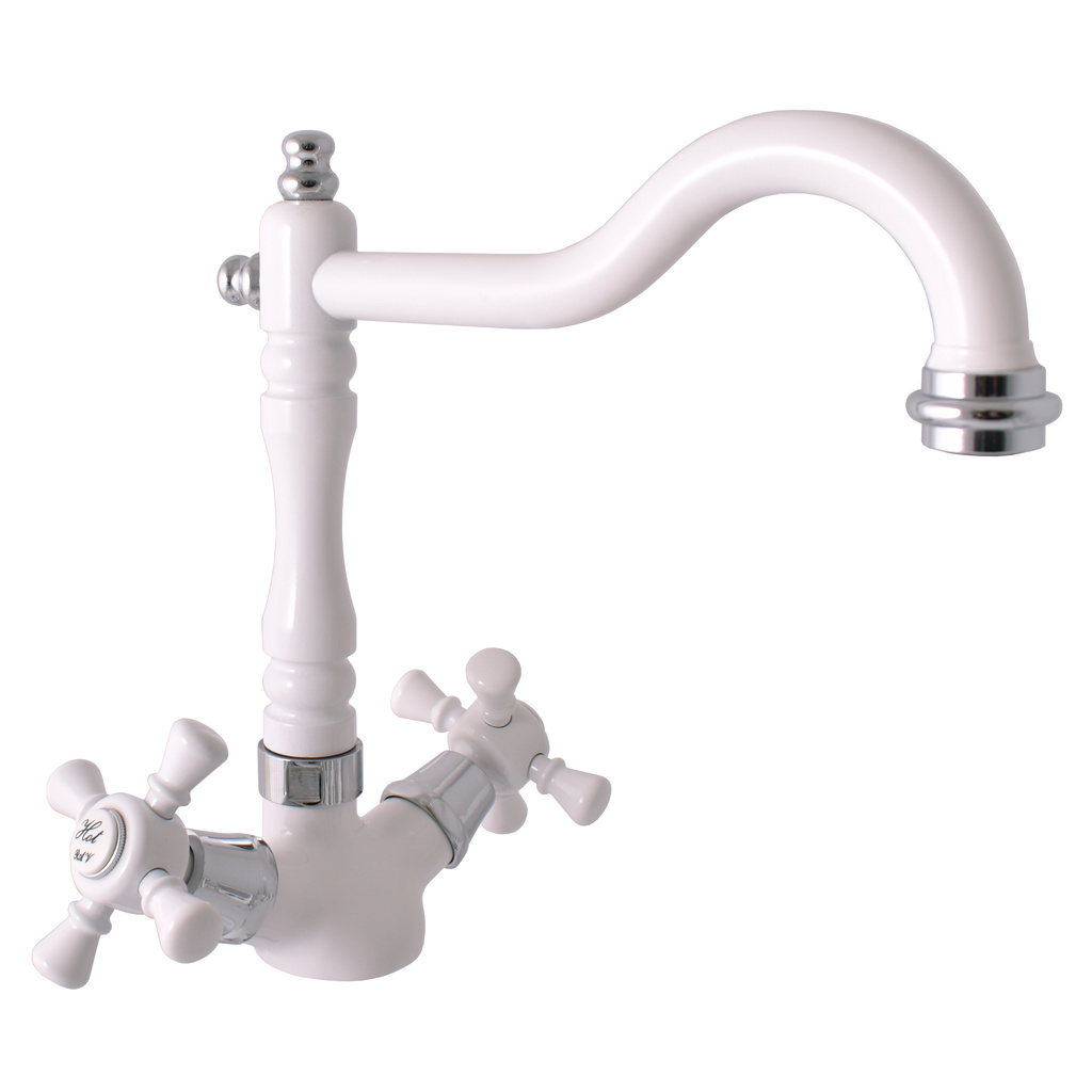 Sink water mixer MORAVA RETRO GLOSSY WHITE/CHROME