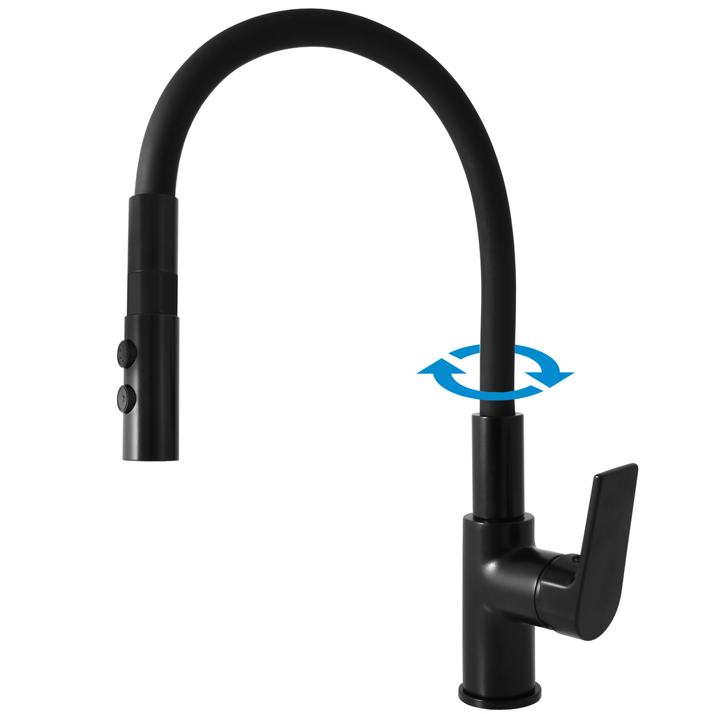 Sink lever mixer with flexible spout COLORADO BLACK MATT