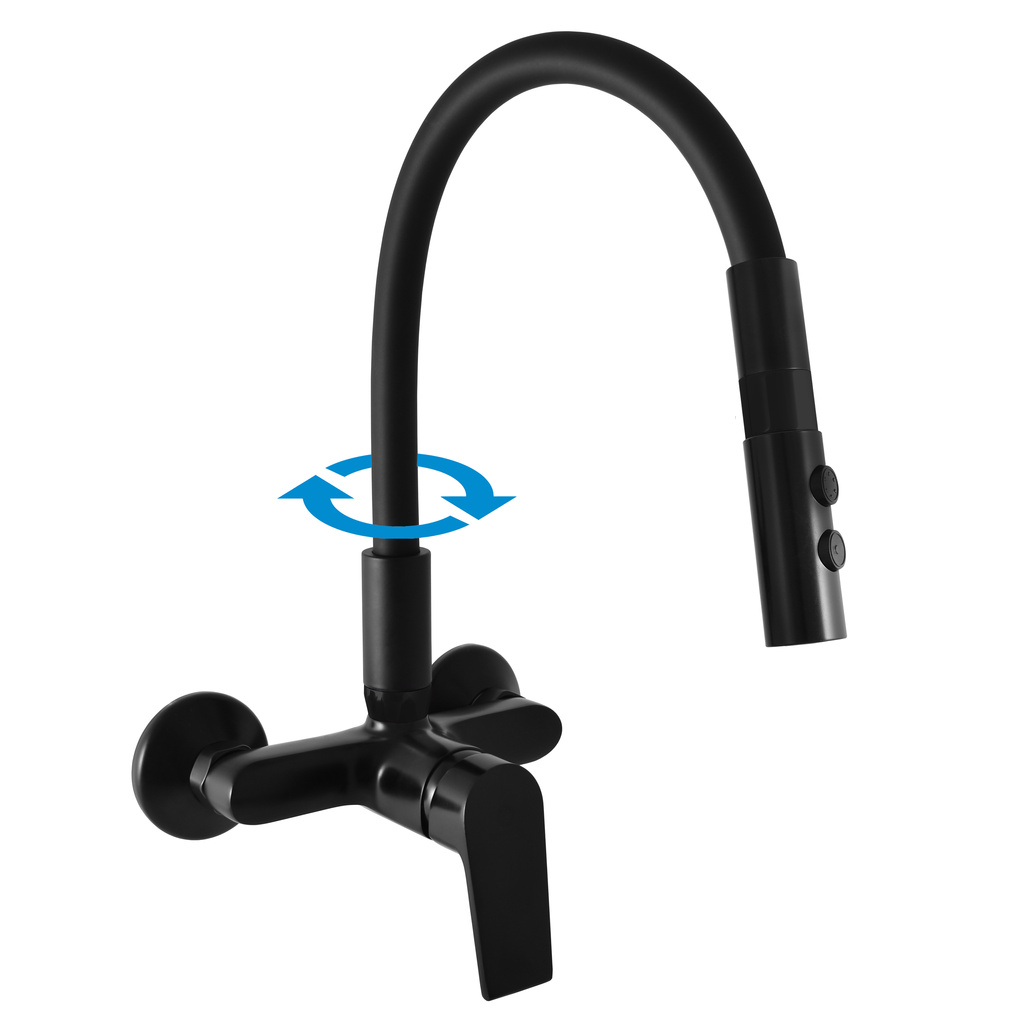 Sink lever mixer with flexible spout COLORADO BLACK MATT