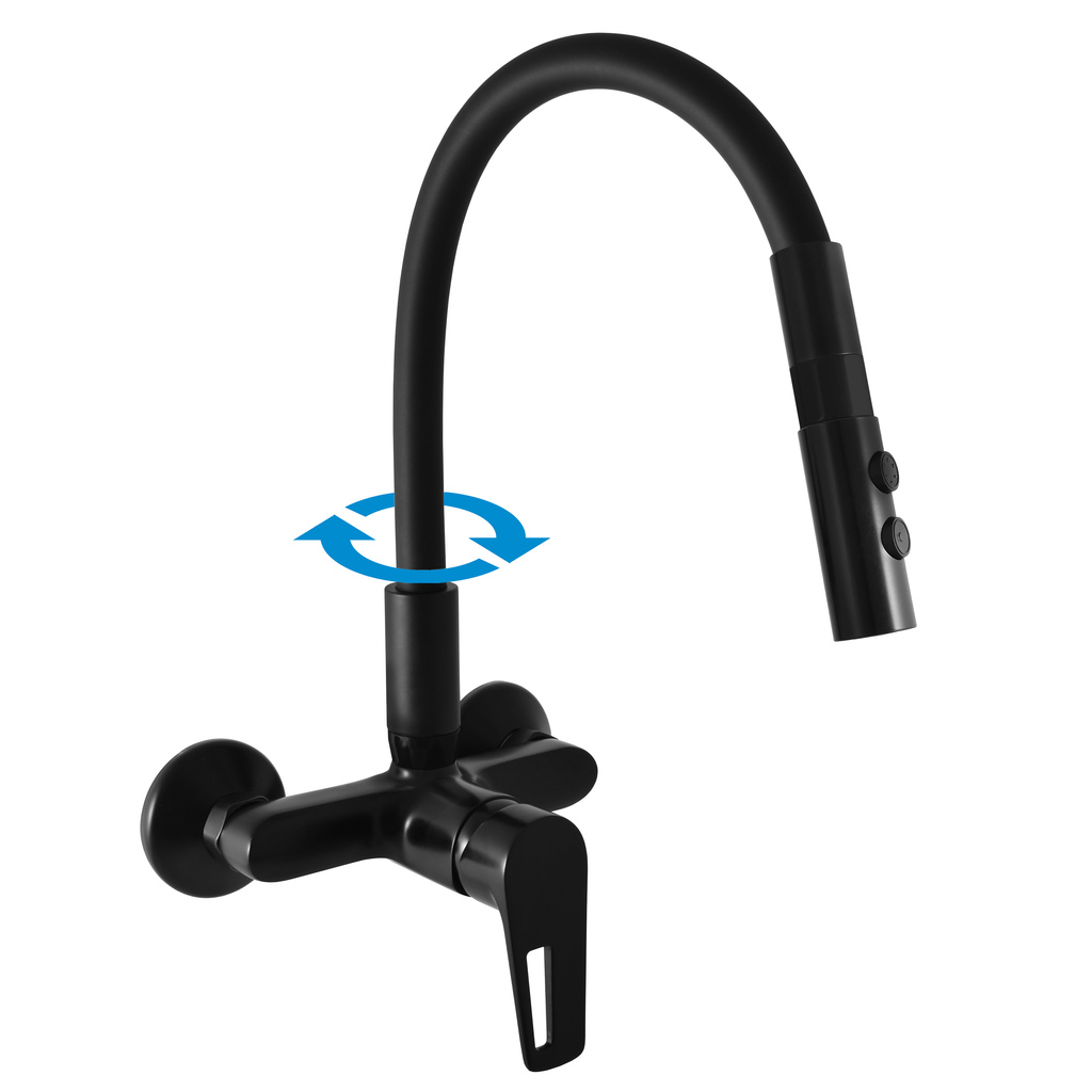 Sink lever mixer with flexible spout COLORADO BLACK MATT