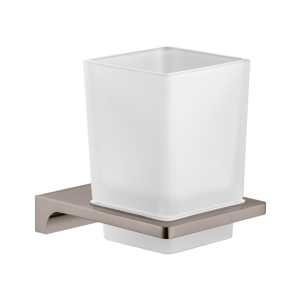 Toothbrush holder glass/metal grey polished Bathroom accessory NIL
