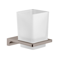Toothbrush holder glass/metal grey polished Bathroom accessory NIL