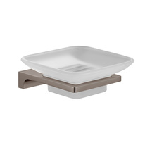 Soap dish - glass/metal grey POLISHED Bathroom accessory NIL